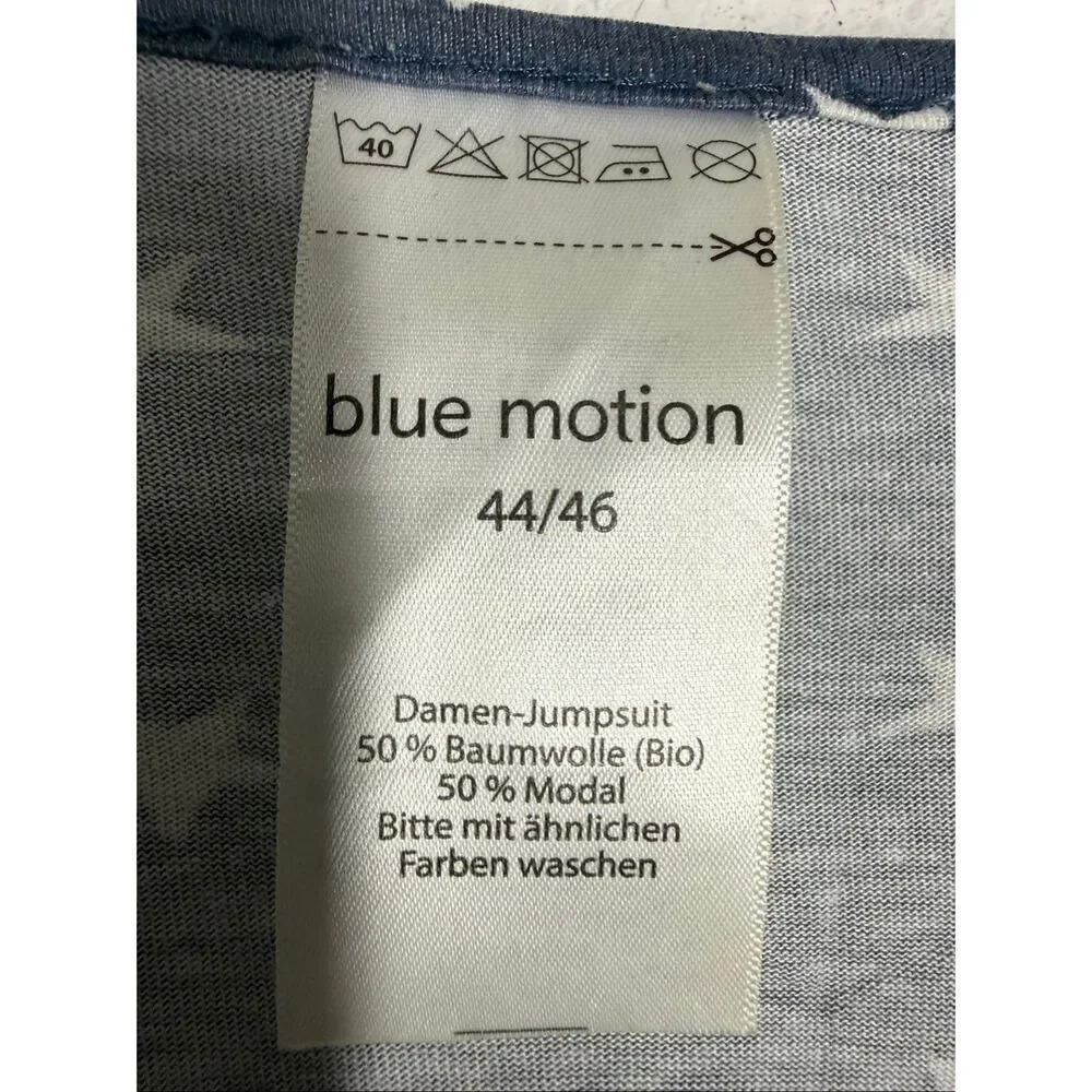 Blue Motion Star Print Romper Lounge Pajama One Piece Sz 44/46 EU/ XL US Notes